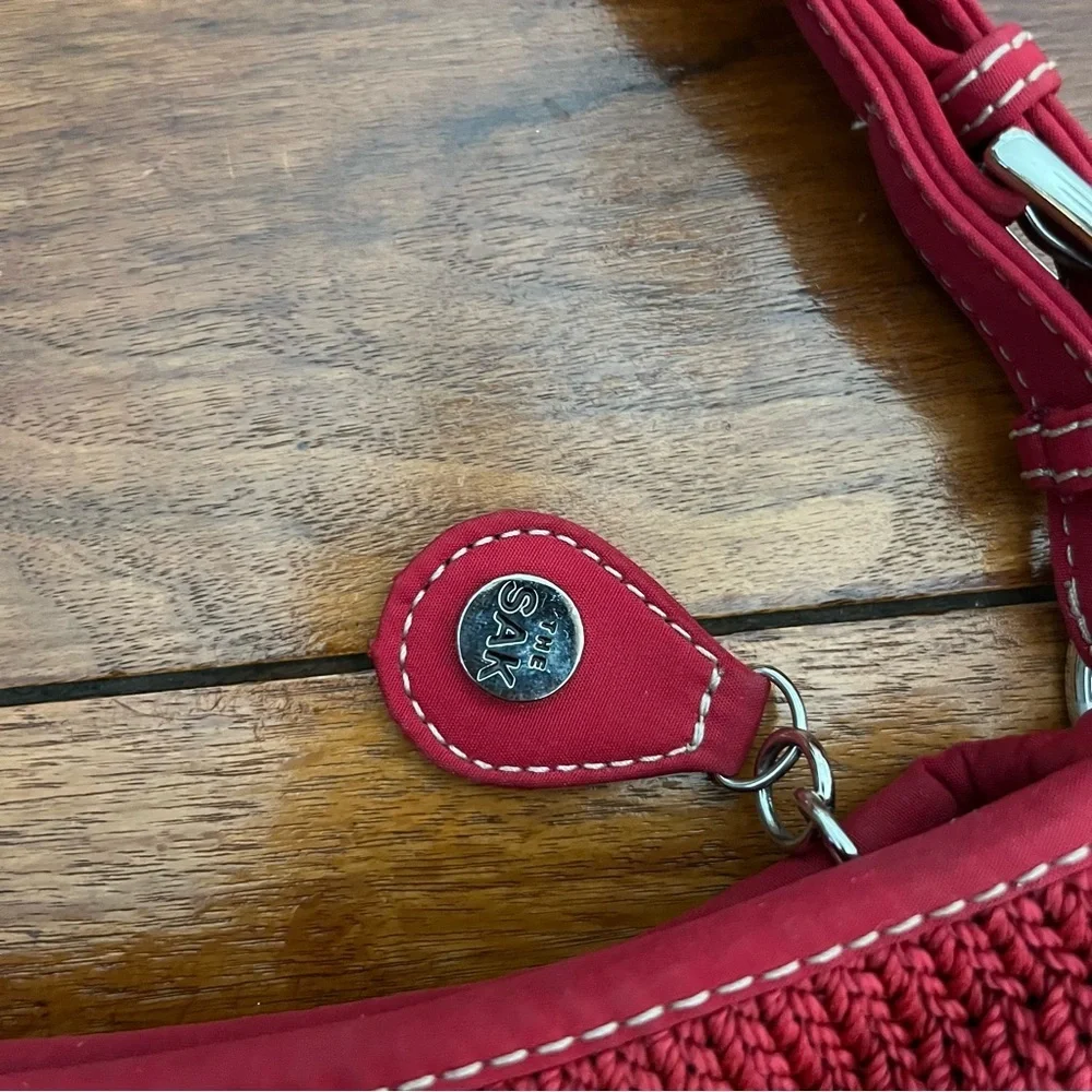 SAK Original Crochet Handbag Shoulder Bag Red